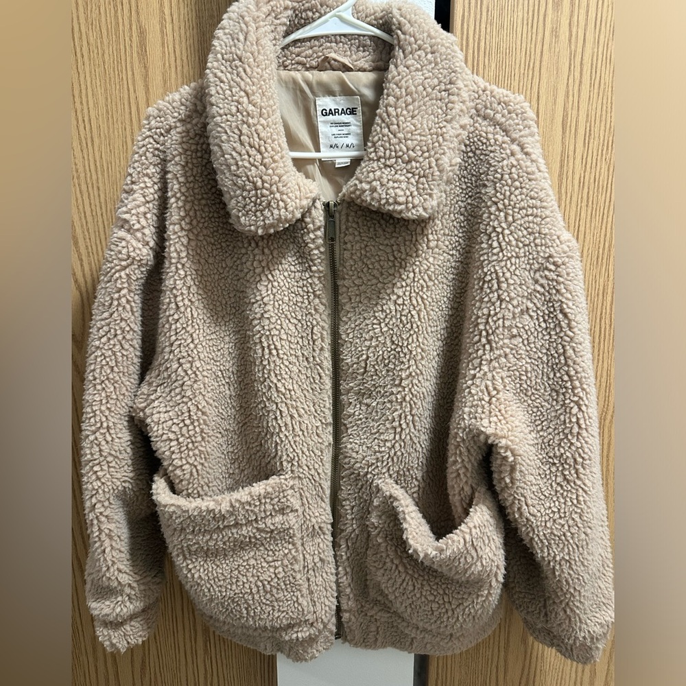 Garage Beige Teddy Jacket Plush Warmth